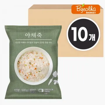 새싹푸드 야채죽 500g x10개_업소용 가정용 식당용 죽 병원죽 간편식 즉석죽