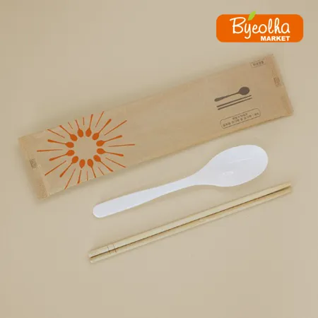 코라마 일회용 햇살 수저 세트 500개 (숟가락&젓가락-크라프트)_업소용 대용량 식당용 배달용 포장용기 배달용기 포장