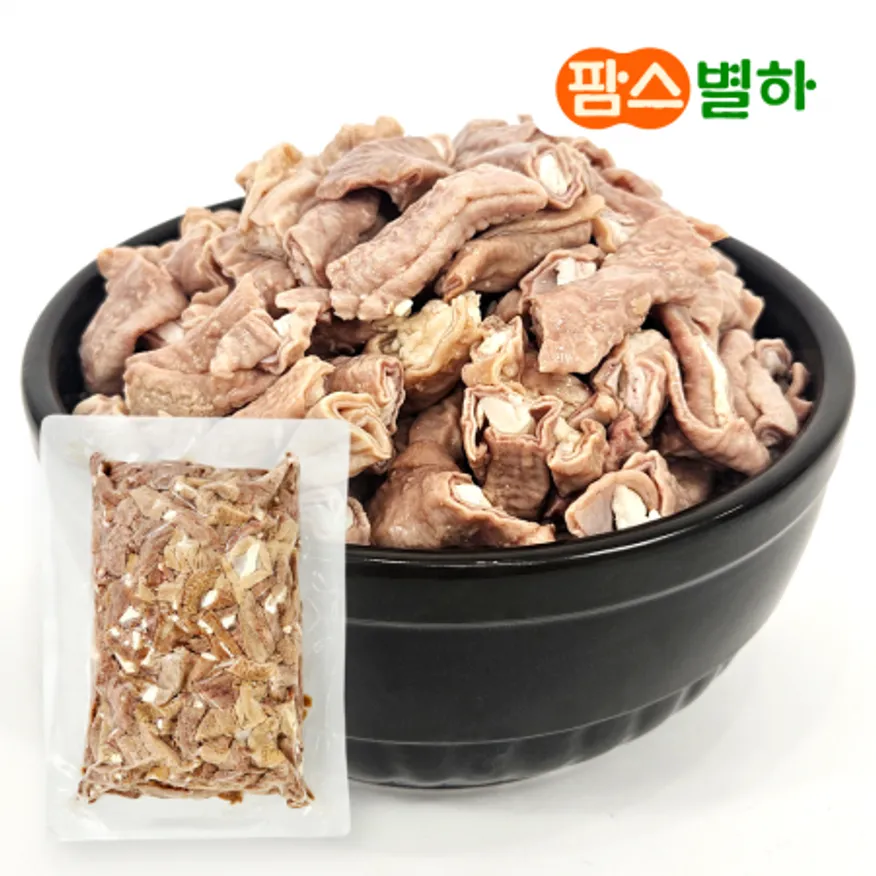 팜스별하 삶은 돼지 곱창 슬라이스 2kg_국밥고기 재료 특수부위 업소용 대용량 이미지