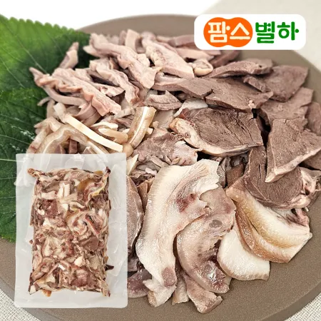 팜스별하 삶은 돼지 머릿고기 내장 혼합 슬라이스 2kg_국밥고기 재료 특수부위 업소용 대용량