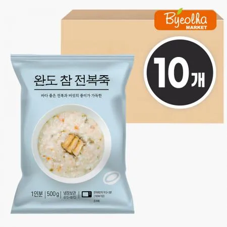 새싹푸드 완도 참전복죽 500g x10개_업소용 가정용 식당용 죽 병원죽 간편식 즉석죽 전복죽