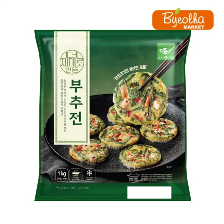 사옹원 더 제대로 만든 부추전 1kg x5개 (1박스) 간식 전 요리 부침개 간편조리 업소용 대용량 식자재 식당용 야식 안주 이미지