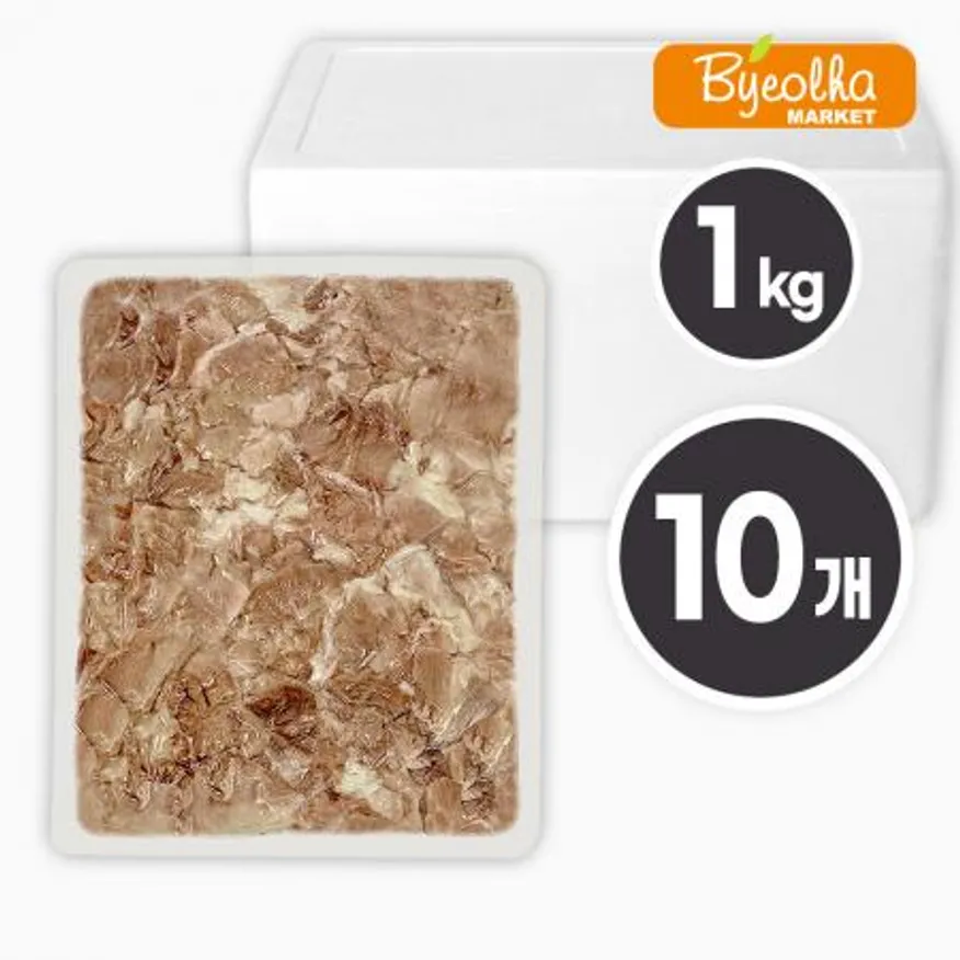 춘풍접객 삶은 돼지 전지 슬라이스 1kg x10개 / (1박스)_국밥용 업소용 대용량 식당용 냉동 앞다리살 이미지