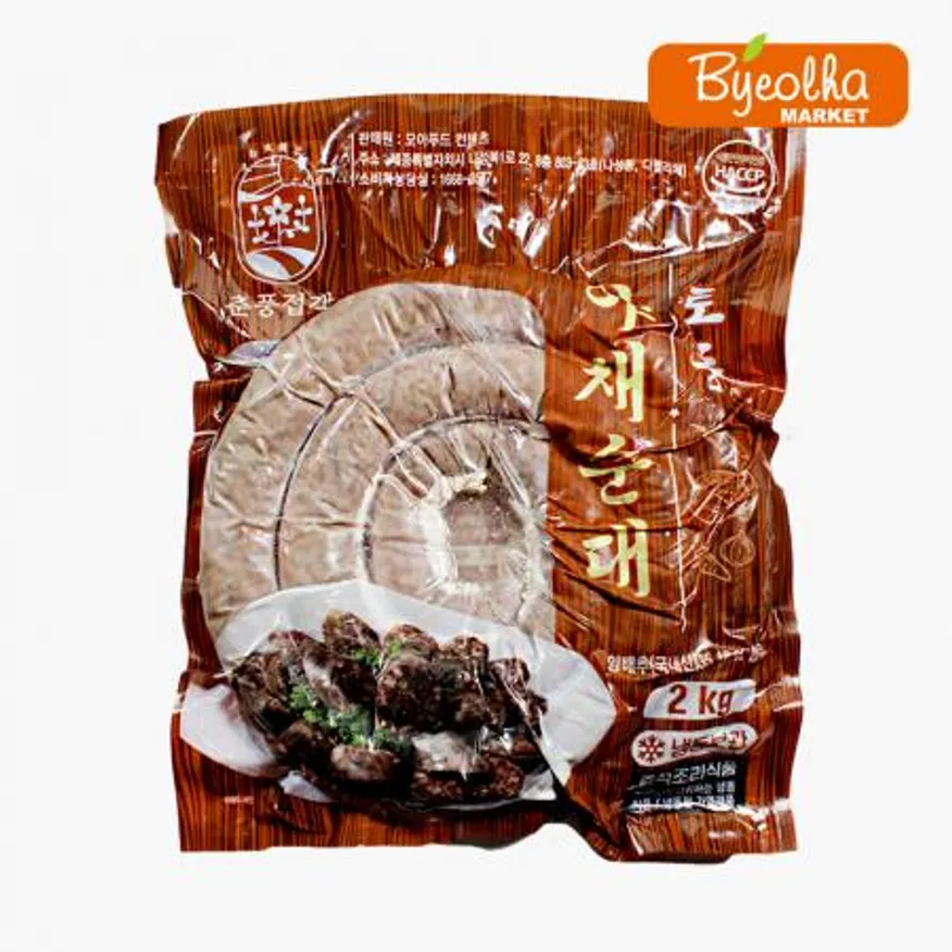 춘풍접객 토종 야채 순대 2kg_업소용 대용량 식당용 순대볶음 순대국 순대요리 야채순대 분식 이미지
