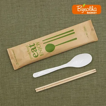 코라마 일회용 엔조이 ENJOY 수저 세트 500개 (숟가락&젓가락-크라프트)_업소용 대용량 식당용 배달용 포장용기 배달용기 포장