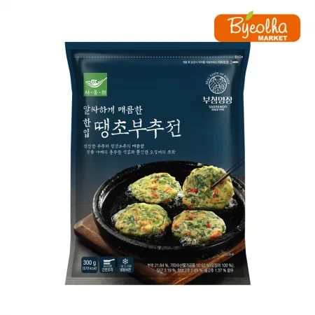 사옹원 부침명장 한입 땡초 부추전 300g x10개 (1박스) 간식 전 요리 부침개 간편 조리 소포장 냉동 야식 안주 한식 반찬 이미지