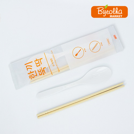 코라마 일회용 한끼뚝딱 수저 세트 500개 (숟가락&젓가락-OPP 200)_업소용 대용량 식당용 배달용 포장용기 배달용기 포장