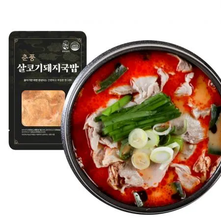 춘풍접객 춘풍 얼큰 살코기돼지국밥 155g / 1인분 밀키트 국밥 해장국 / 캠핑음식 캠핑요리 캠핑밀키트 / 냉동국밥 순대국 이미지
