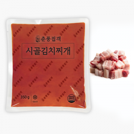 춘풍접객 시골 김치찌개 350g + 찌개용 냉동 삼겹살 100g 원팩 밀키트 간단요리 간편식 찌개 베이스 소스