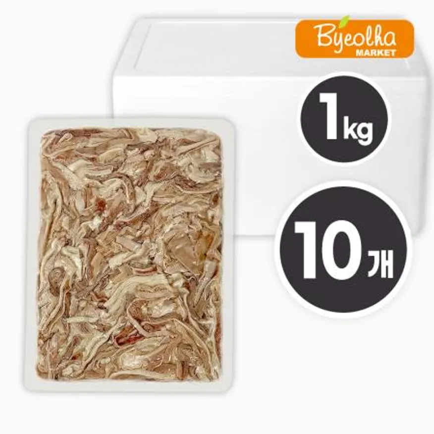 춘풍접객 삶은 돼지 오소리감투 슬라이스 1kg x10개 / (1박스)_국밥용 업소용 대용량 식당용 냉동 돼지부속물 이미지