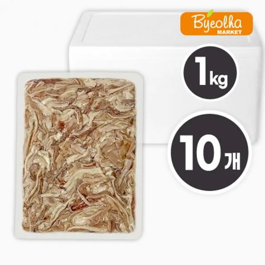 춘풍접객 삶은 돼지 오소리감투 슬라이스 1kg x10개 / (1박스)_국밥용 업소용 대용량 식당용 냉동 돼지부속물 이미지