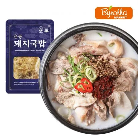 춘풍접객 춘풍 돼지국밥 155g / 1인분 밀키트 국밥 해장국 / 캠핑음식 캠핑요리 캠핑밀키트 / 냉동국밥 순대국