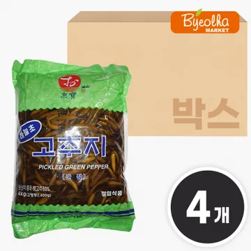 지원 동보 하늘초 간장 고추지 4kg x4개 / (1박스)_업소용 대용량 식당용 밑반찬 고추 고추절임 장아찌 고추지