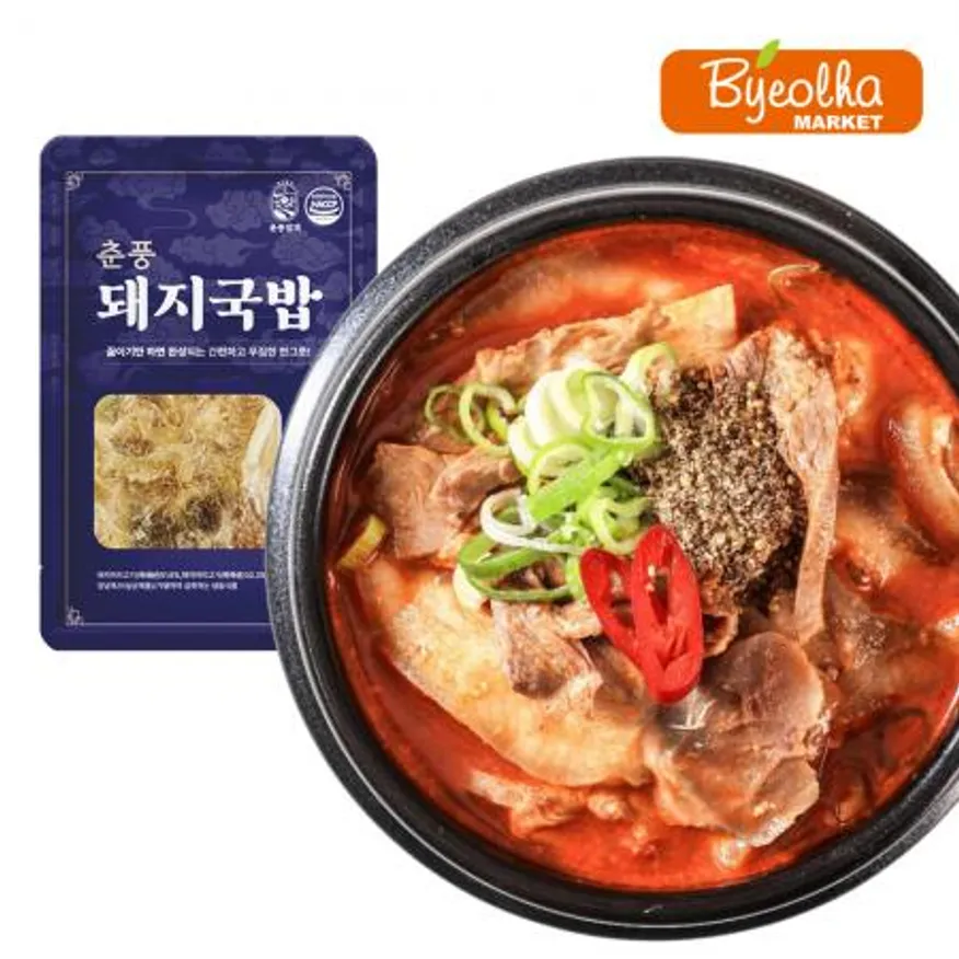 춘풍접객 춘풍 얼큰 돼지국밥 155g / 1인분 밀키트 국밥 해장국 / 캠핑음식 캠핑요리 캠핑밀키트 / 냉동국밥 순대국 이미지
