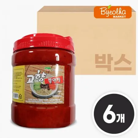 고향식품 옛맛 쫄면장 2kg x6통 / (1박스)_업소용 대용량 식당용 쫄면소스 비빔국수 막국수 쫄면 다대기 양념장