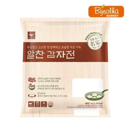 사옹원 알찬 감자전 1kg x5개 (1박스) 간식 전 요리 부침개 간편조리 업소용 대용량 식자재 식당용 야식 안주 한식 반찬 이미지