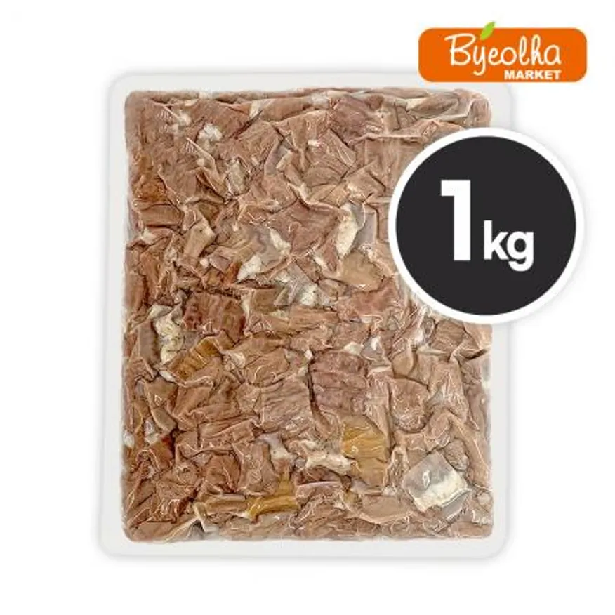 춘풍접객 삶은 돼지 소창 곱창 슬라이스 1kg x10개 / (1박스)_국밥용 업소용 대용량 식당용 냉동 돼지부속물 이미지