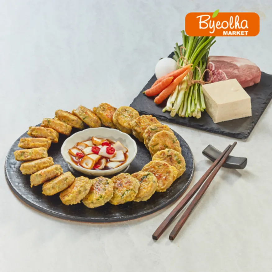 사옹원 명절 1kg 4종 세트(오미산적+생깻잎전_동태전+계란옷 입은 고기완자) 명절 설 추석 제사 음식 막걸리안주 간식 이미지