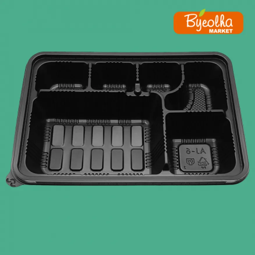 멀티팩 돈까스용기 세트 200개 (AJ-6칸 도시락)_업소용 대용량 식당용 배달용 포장용기 배달용기 포장 이미지