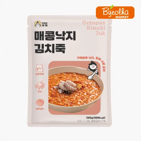 죽공방후룩 매콤낙지 김치죽 500g_냉장 간편식 식사대용 얼큰한 해장죽 이미지
