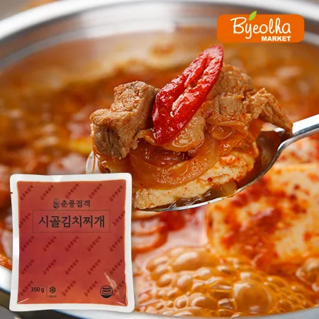 춘풍접객 시골 김치찌개 350g + 찌개용 냉동 삼겹살 100g 원팩 밀키트 간단요리 간편식 찌개 베이스 소스 이미지
