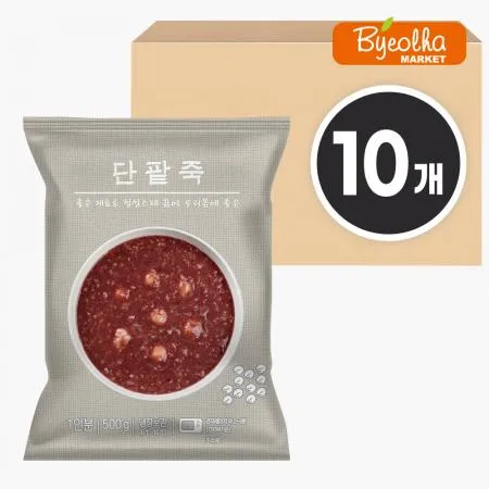 새싹푸드 단팥죽 500g x10개_업소용 가정용 식당용 죽 병원죽 간편식 즉석죽 이미지