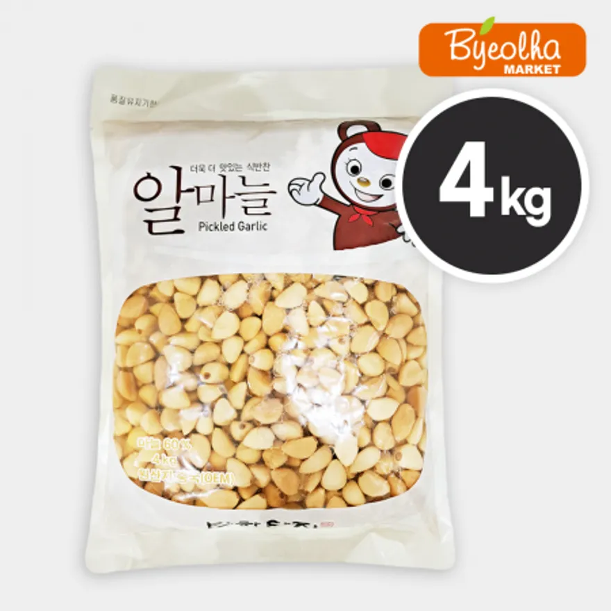 반찬단지 알마늘지 4kg x4개_업소용 대용량 식당용 밑반찬 마늘 마늘절임 장아찌 초절임마늘 이미지