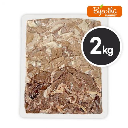 춘풍접객 삶은 돼지 모듬내장 슬라이스 2kg_국밥용 업소용 대용량 식당용 냉동 돼지부속물