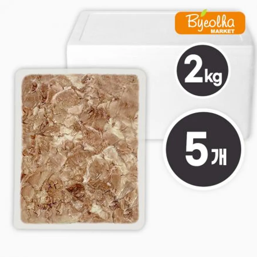 춘풍접객 삶은 돼지 전지 슬라이스 2kg x5개 / (1박스)_국밥용 업소용 대용량 식당용 냉동 앞다리살 이미지