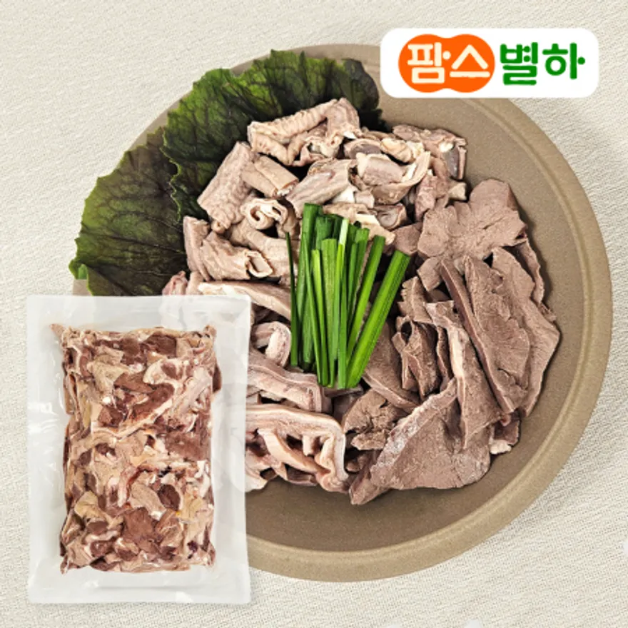팜스별하 삶은 돼지 모듬내장 슬라이스 2kg_국밥고기 재료 특수부위 업소용 대용량 이미지