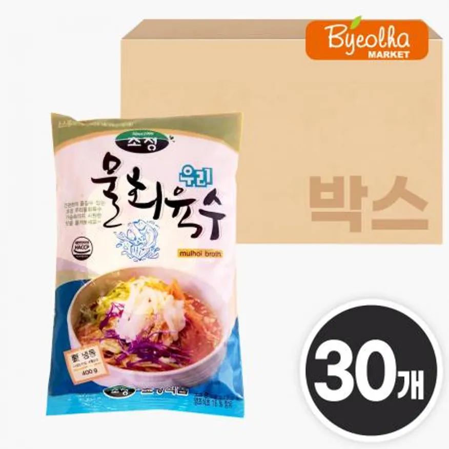 초정 우리 물회육수 400g x30팩 / (1박스)_업소용 대용량 식당용 물회 냉짬뽕 냉면육수 물회소스 이미지