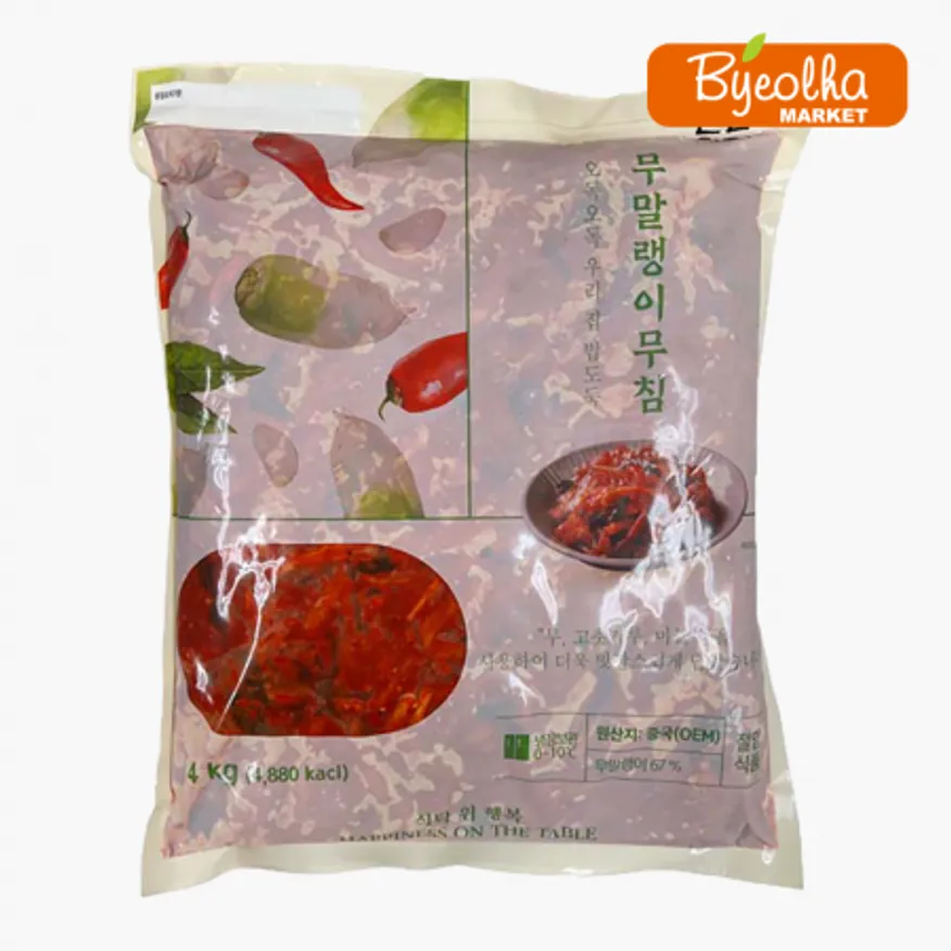 반찬단지 양념 무말랭이 4kg_업소용 대용량 식당용 밑반찬 양념무말랭이 무 말랭이 무침 반찬 이미지