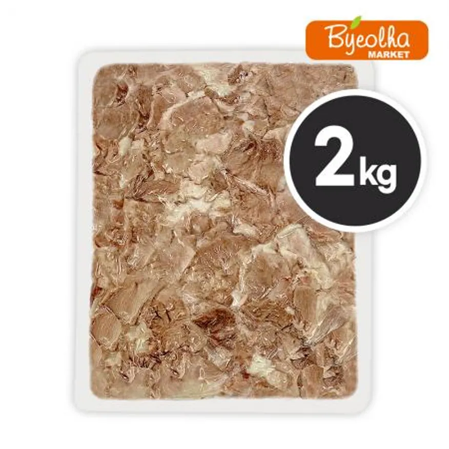 춘풍접객 삶은 돼지 전지 슬라이스 2kg x5개 / (1박스)_국밥용 업소용 대용량 식당용 냉동 앞다리살 이미지