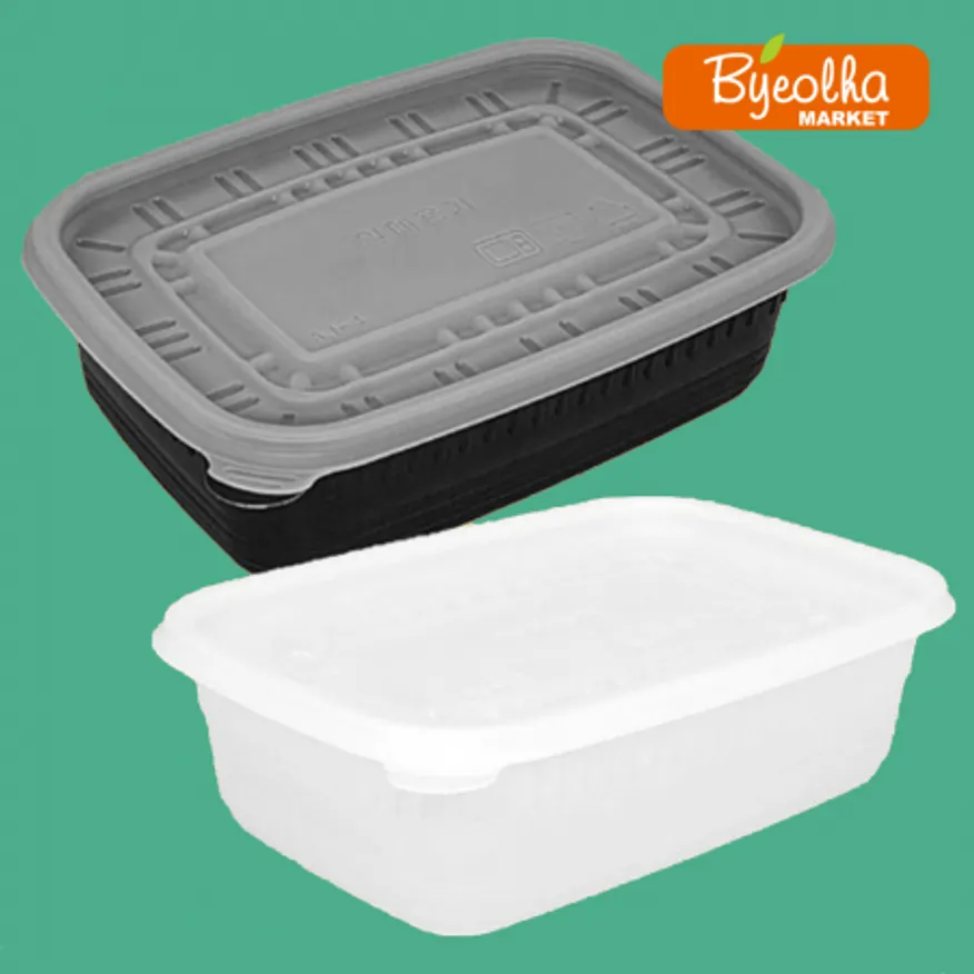 멀티팩 죽용기 세트 500개 (AJ-사각 죽용기-검정-중)_업소용 대용량 식당용 배달용 포장용기 배달용기 포장 이미지