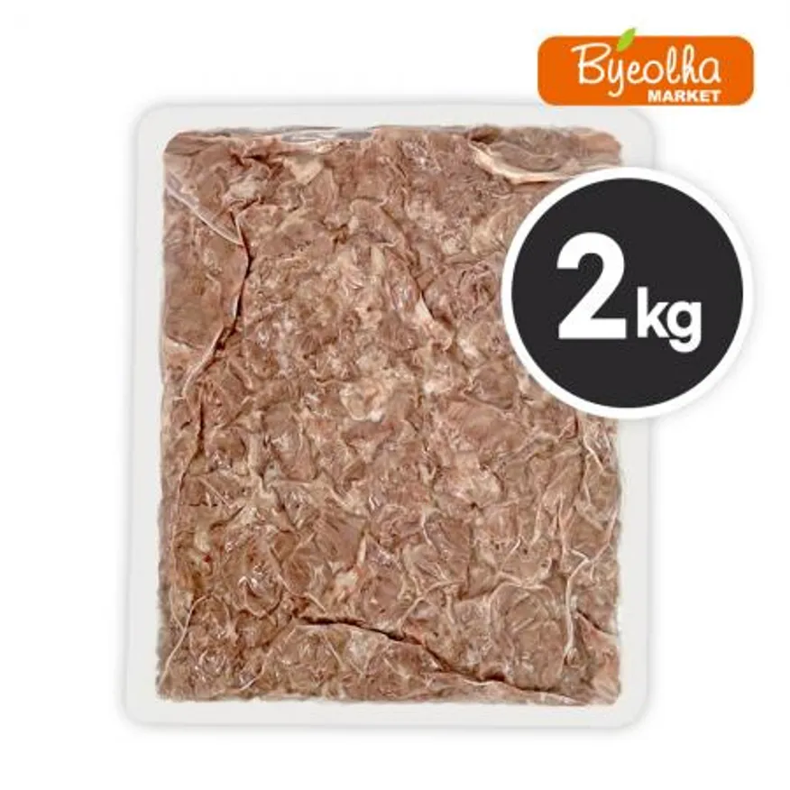 춘풍접객 삶은 돼지 뽈살 슬라이스 2kg_국밥용 업소용 대용량 돈볼살 볼살 순대국 이미지