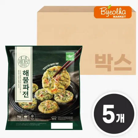 사옹원 더 제대로 만든 해물파전 1kg x5개 (1박스) 간식 전 요리 부침개 업소용 대용량 식자재 식당용 야식 안주 한식 반찬