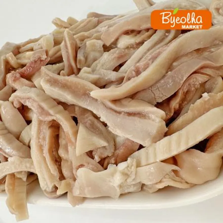 춘풍접객 삶은 돼지 오소리감투 슬라이스 1kg x10개 / (1박스)_국밥용 업소용 대용량 식당용 냉동 돼지부속물 이미지