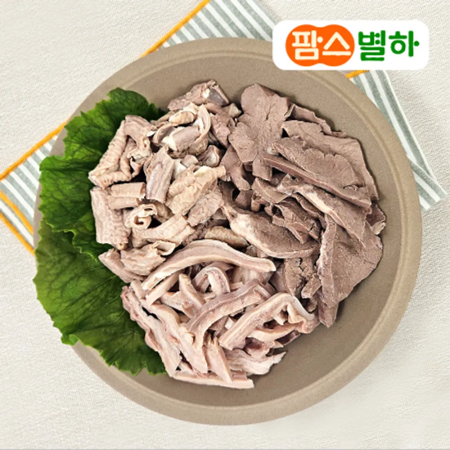 팜스별하 삶은 돼지 모듬내장 슬라이스 2kg_국밥고기 재료 특수부위 업소용 대용량 이미지