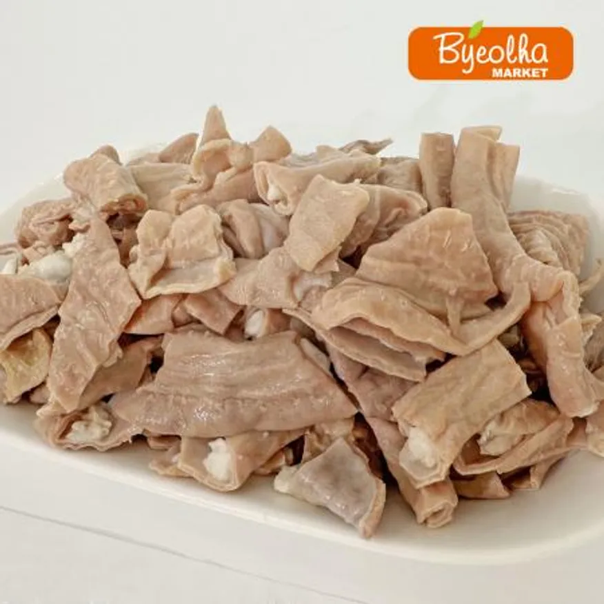 춘풍접객 삶은 돼지 소창 곱창 슬라이스 1kg x10개 / (1박스)_국밥용 업소용 대용량 식당용 냉동 돼지부속물 이미지