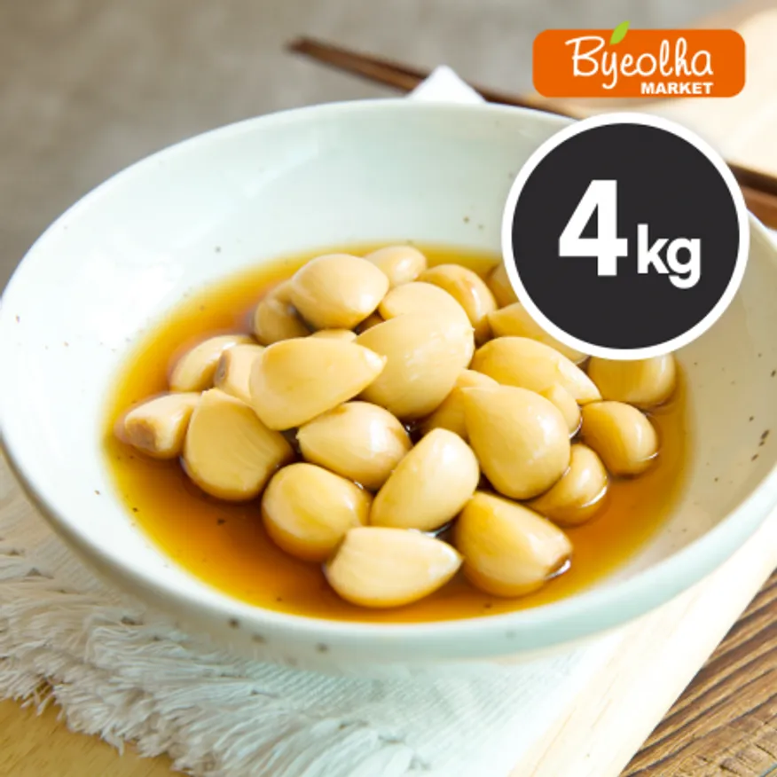 반찬단지 알마늘지 4kg x4개_업소용 대용량 식당용 밑반찬 마늘 마늘절임 장아찌 초절임마늘 이미지