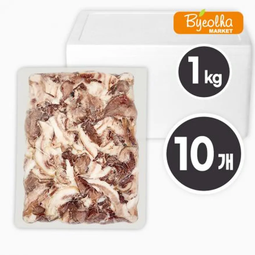 춘풍접객 삶은 돼지 머릿고기 슬라이스 1kg x10개 / (1박스)_국밥용 업소용 대용량 식당용 냉동 순대국 이미지
