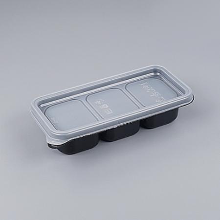 [BF-1407] 일회용 3칸 반찬용기 소스용기 흑색 1000개세트 [몸통+뚜껑]