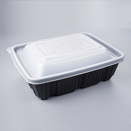 [JH] 일회용 사각찜용기 중 흑색 100개세트[몸통+뚜껑]