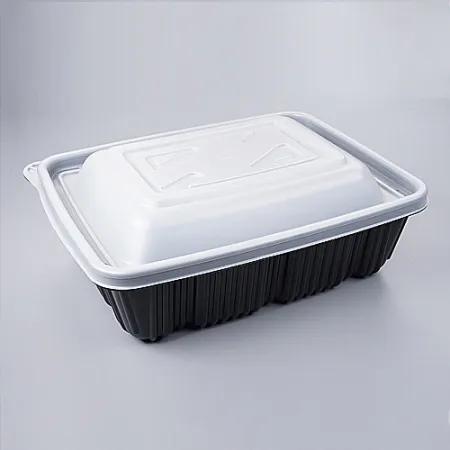 [JH] 일회용 사각찜용기 중 흑색 100개세트[몸통+뚜껑]