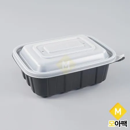 BU PP 미니 사각찜용기 중 흑색 300개세트 (몸통+뚜껑)