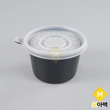PP 125파이 대 흑색 BU 반찬용기 600개세트 (몸통+뚜껑)