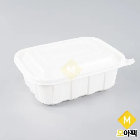 BU PP 미니 사각찜용기 중 백색 300개세트 (몸통+뚜껑)