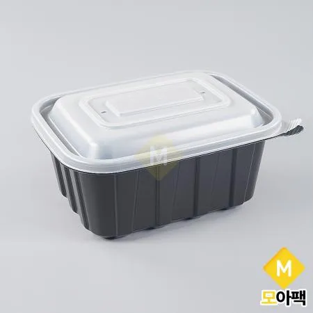 BU PP 미니 사각찜용기 대 흑색 300개세트 (몸통+뚜껑)
