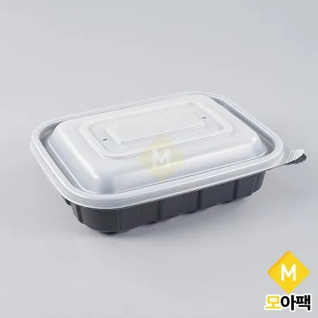 BU PP 미니 사각찜용기 소 흑색 300개세트 (몸통+뚜껑)