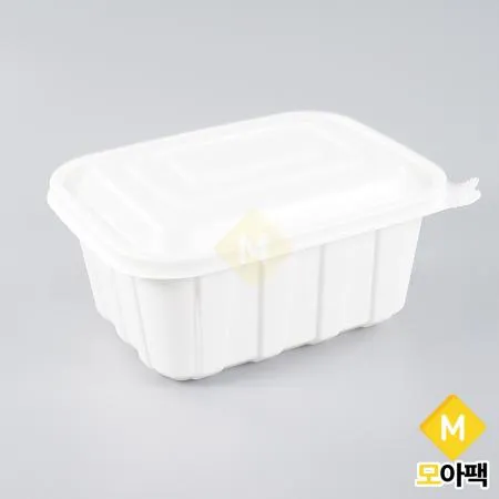 BU PP 미니 사각찜용기 대 백색 300개세트 (몸통+뚜껑)
